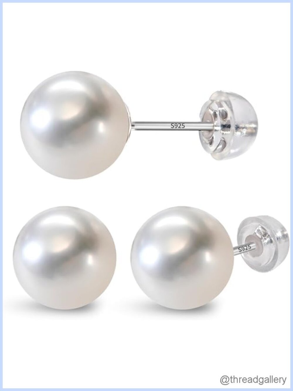 Freshwater Pearl Stud Earrings 925 Sterling Silver Push Back